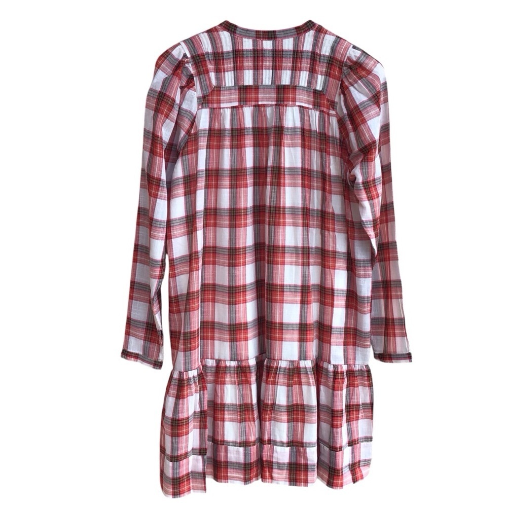 Sundays Jacques Long Sleeve Plaid Dress Pintuck Boho Dress NEW - Picture 3 of 15